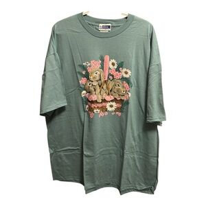 Vintage 1990’s Green T-Shirt with Bunny Print size 2X NEW